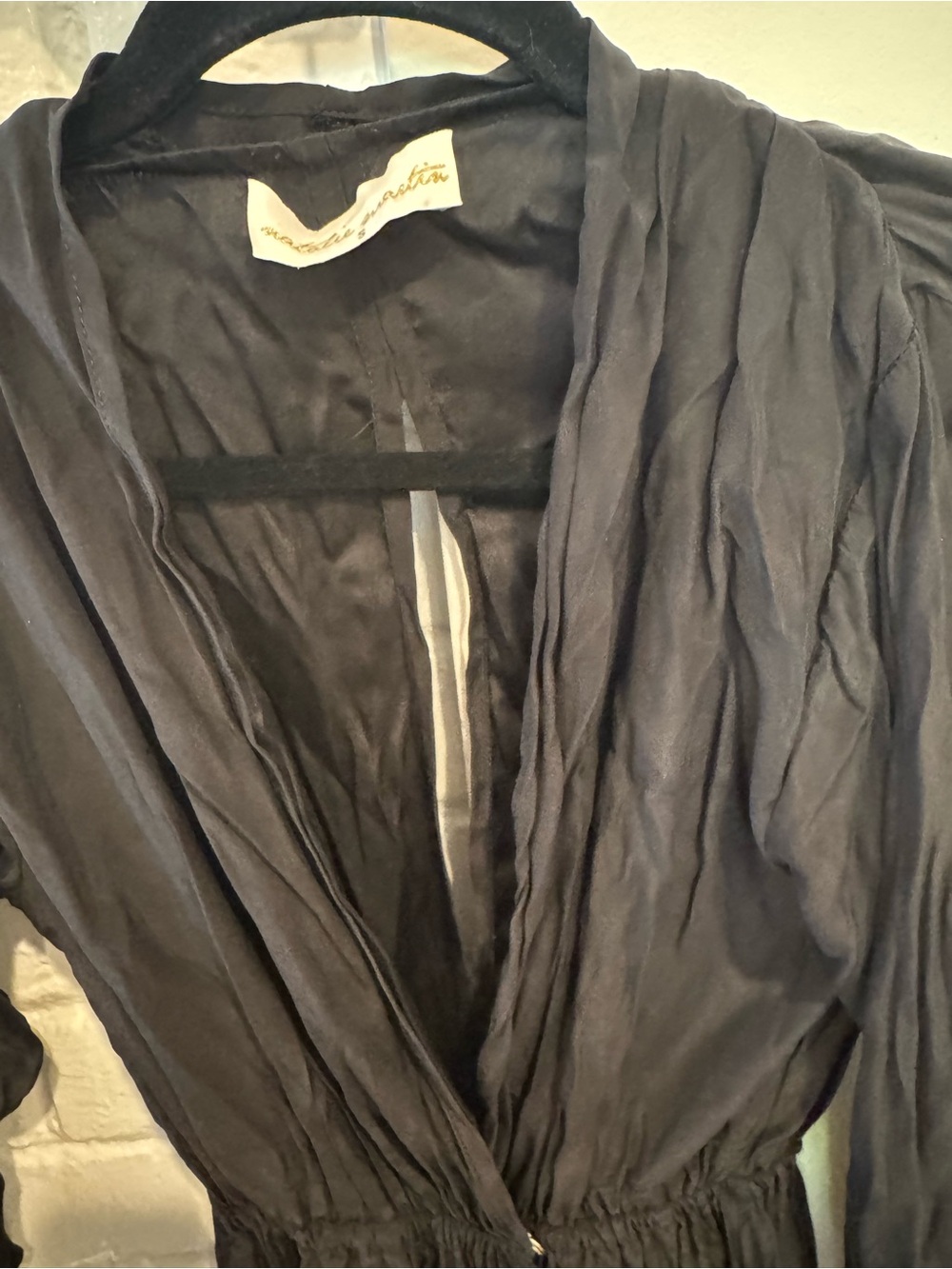 Natali Martin long black cross body button snap dress
